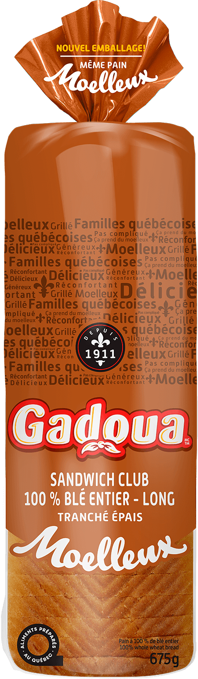 Gadoua® Moelleux Thick Sliced Whole Wheat Club Sandwich Bread – Long